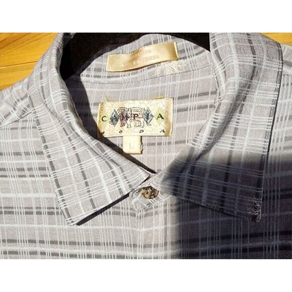 Campia Moda Men's L Tropical Palm Tree Print Short Sleeve Button-Down Shirt - Picture 5 of 14